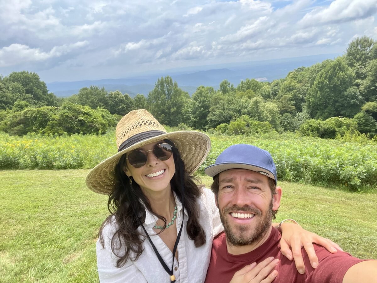 couple roadside of the blue ridge parkway in North Carolina