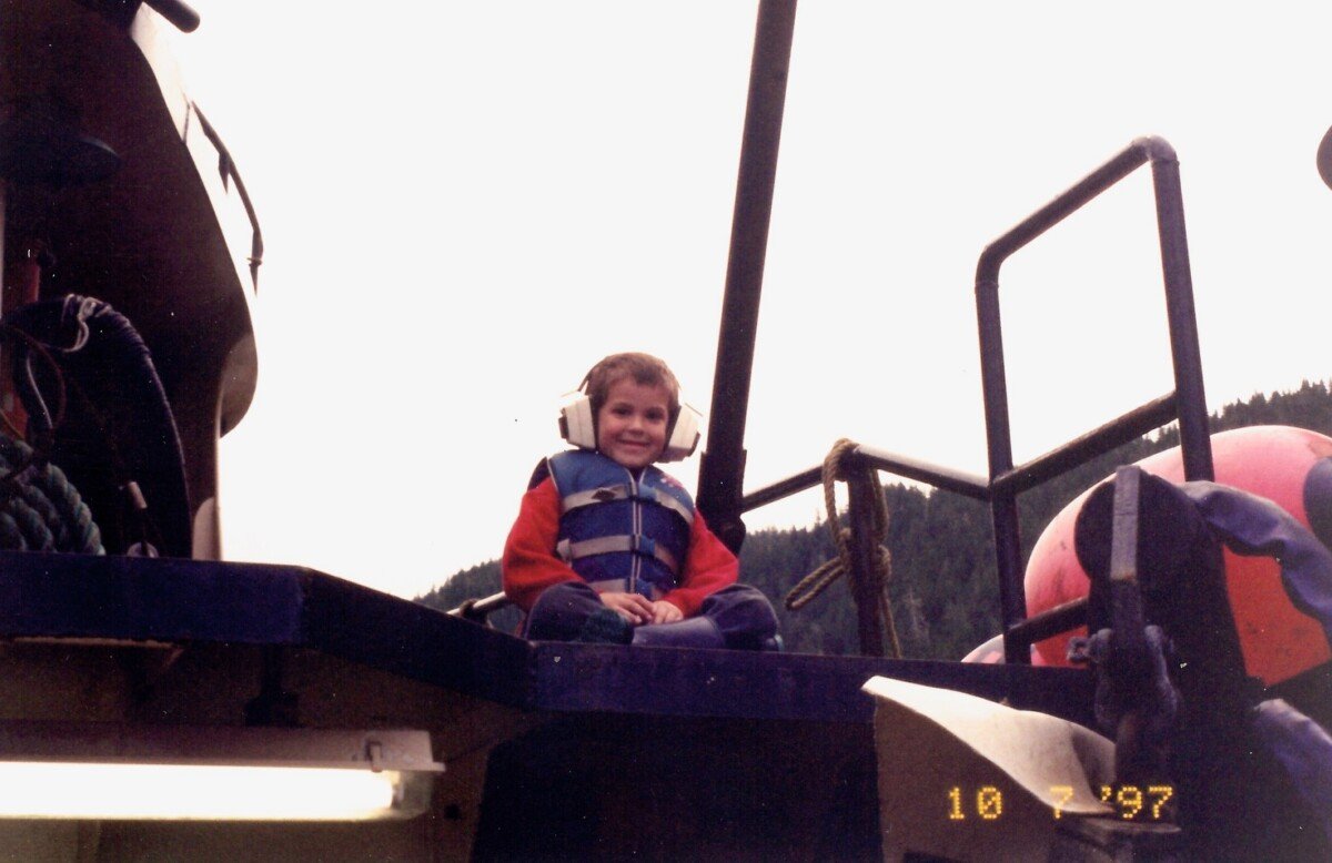 Sean Dwyer as a Kid on the fishing boat
