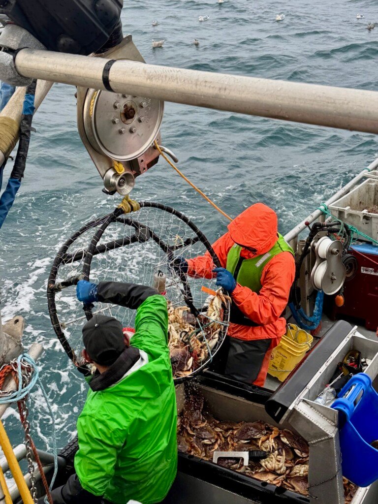 Commercial Fishermen wearing Kent Safety Products which are the top ranking safety gear in the world. Feature image: Photo by James Greenawald, Captain of the Monde Uni out of Newport, OR. The fisherman in orange is wearing the Kent Safety Rogue II Vest.